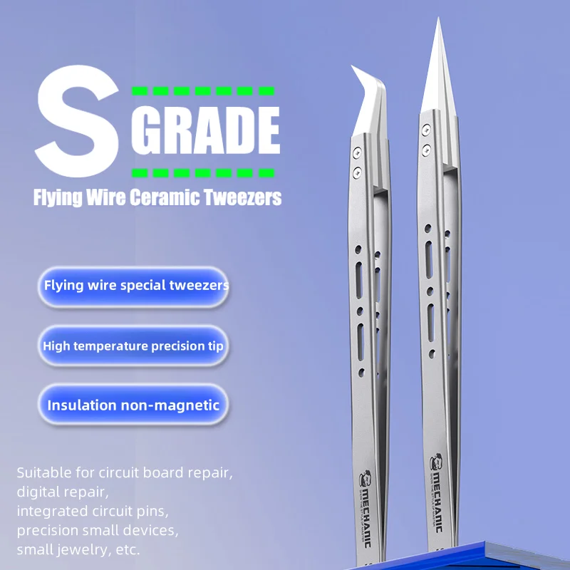 Electronics Repair Tool Kit - Mechanic S-grade Ceramic Tweezers Non-magnetic Precision