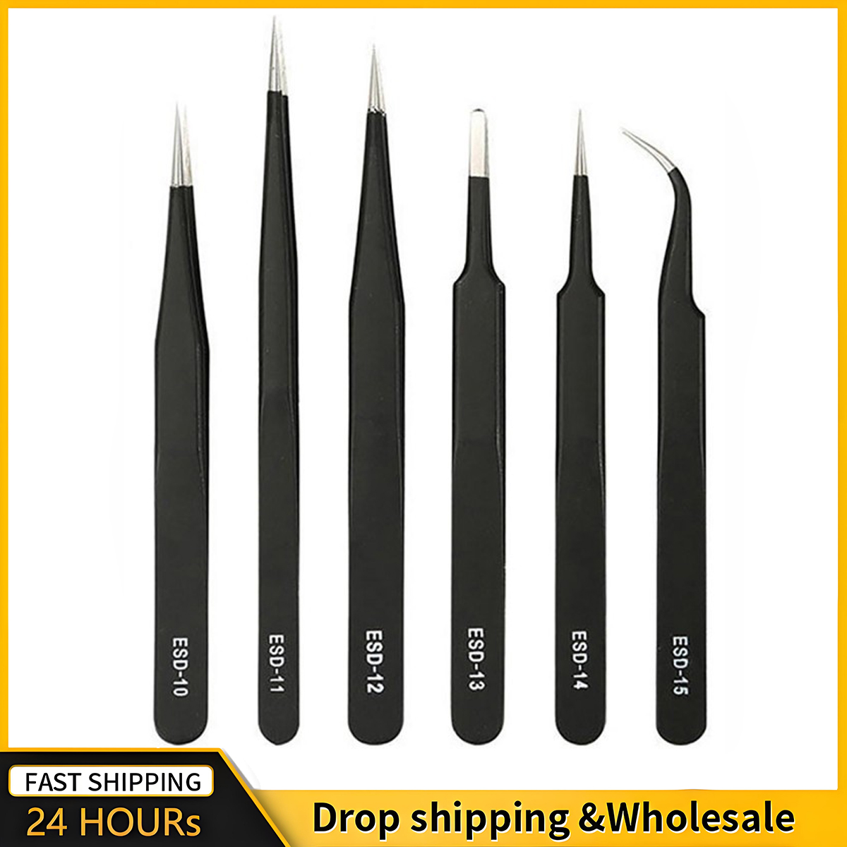 Electronics Repair Tool Kit - 2/6pcs Precision Tweezers Set ESD Anti-Static