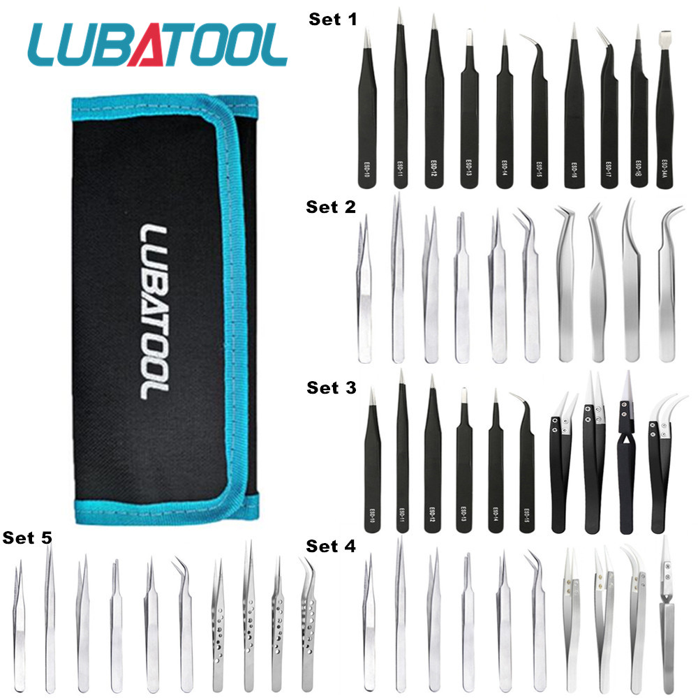 10 Pcs Tweezers Set Bag Stainl - Electronics Repair Tool Kit 评论和价格