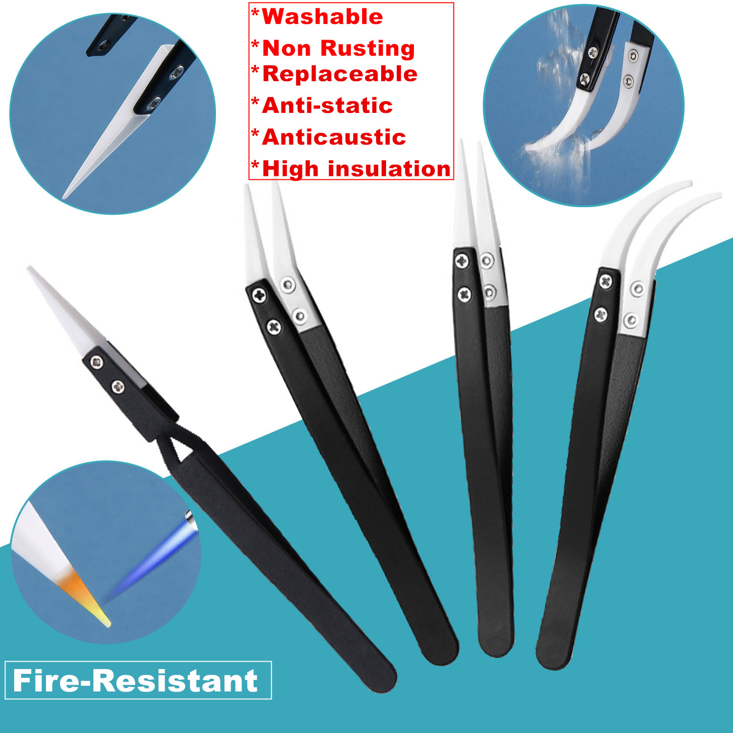 10 Pcs Tweezers Set Bag Stainl - Electronics Repair Tool Kit 评论和价格